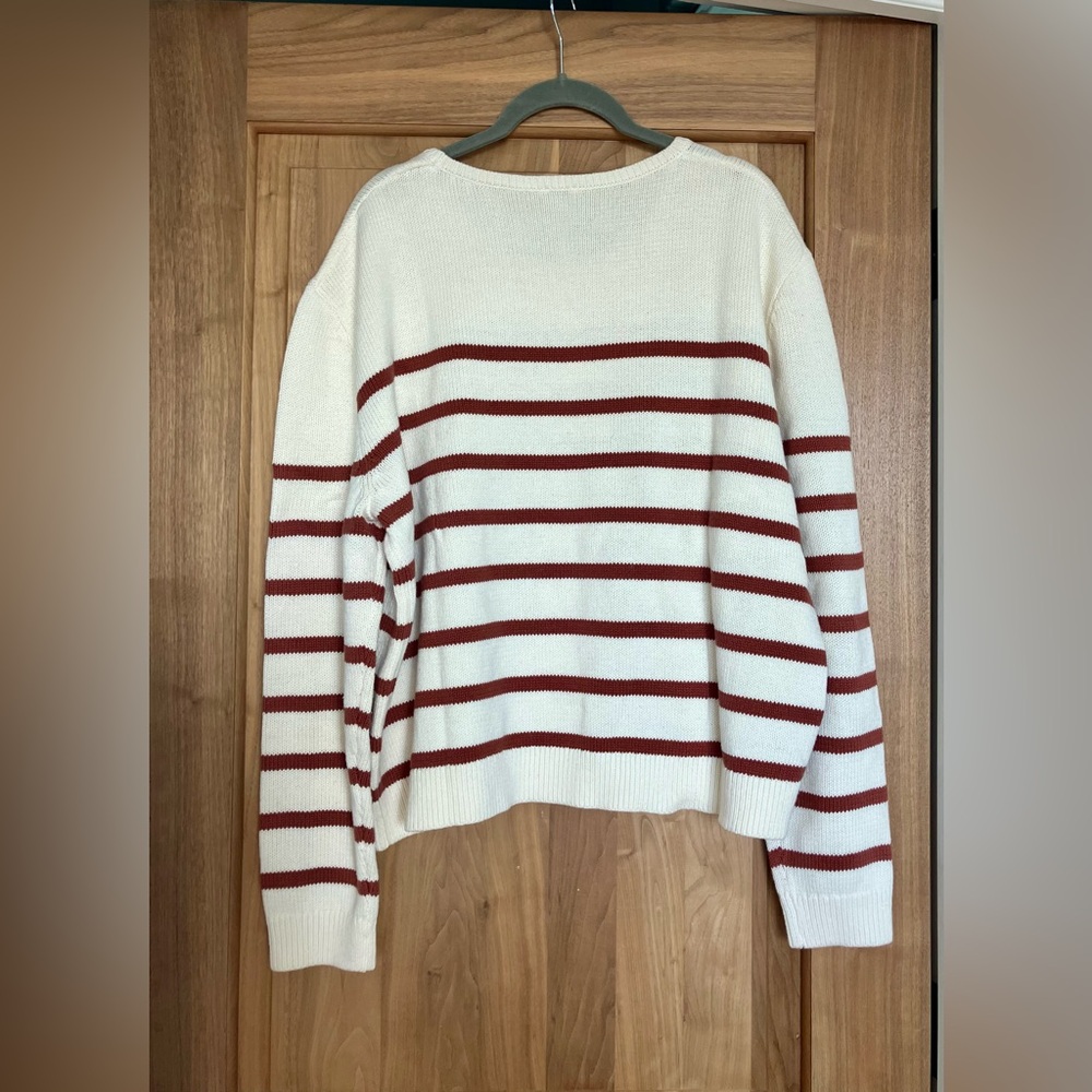 BNWT KULE 100% Cotton The Finn Striped Sweater XL Bronze/Cream Sold Out Online - Picture 12 of 15
